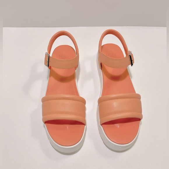 UGG ZAYNE WHITE PLATFORM RUBBER SOLE STARFISH PINK LEATHER-SOCK LINER SIZE 8 US - Picture 2 of 8